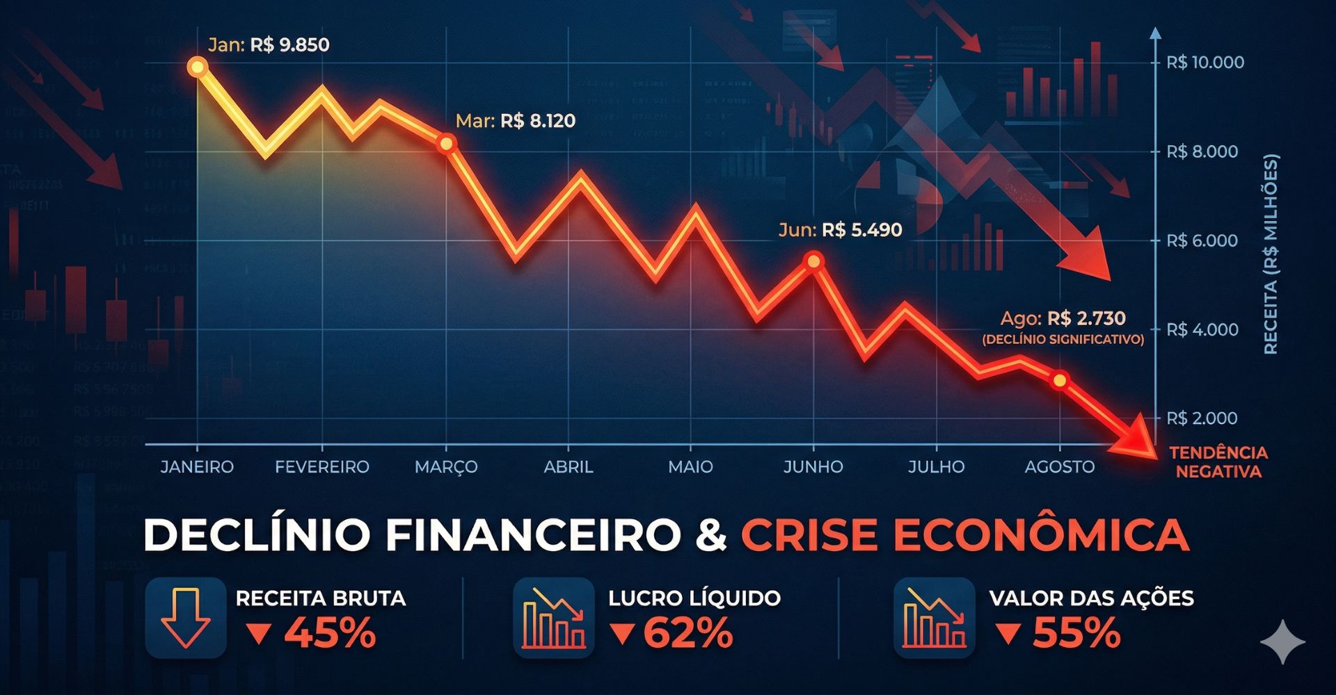 Como a Má Gestão Financeira Pode Estagnar Sua Empresa 2 Declínio financeiro empresarial