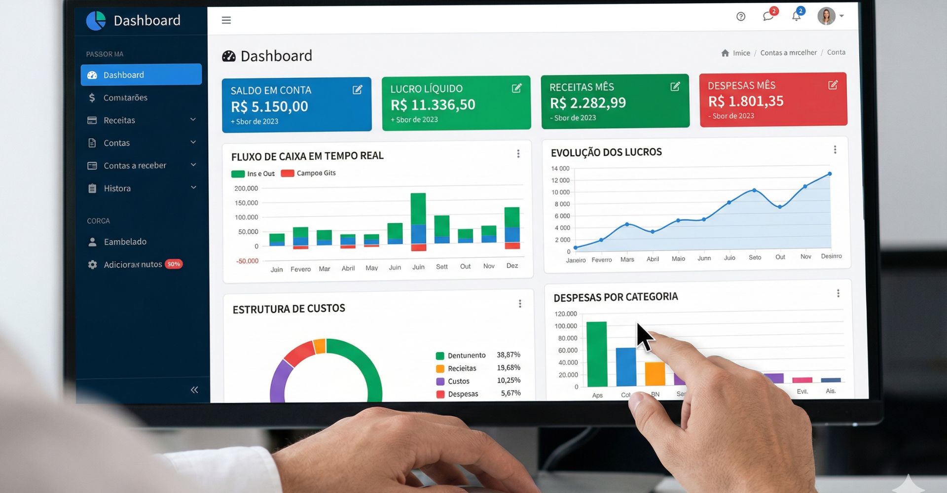 Não Deixe Acontecer: Os 4 Erros Financeiros Que Podem Acabar Com Sua Empresa 4 Dashboard de gestão financeira com KPIs e análises de dados