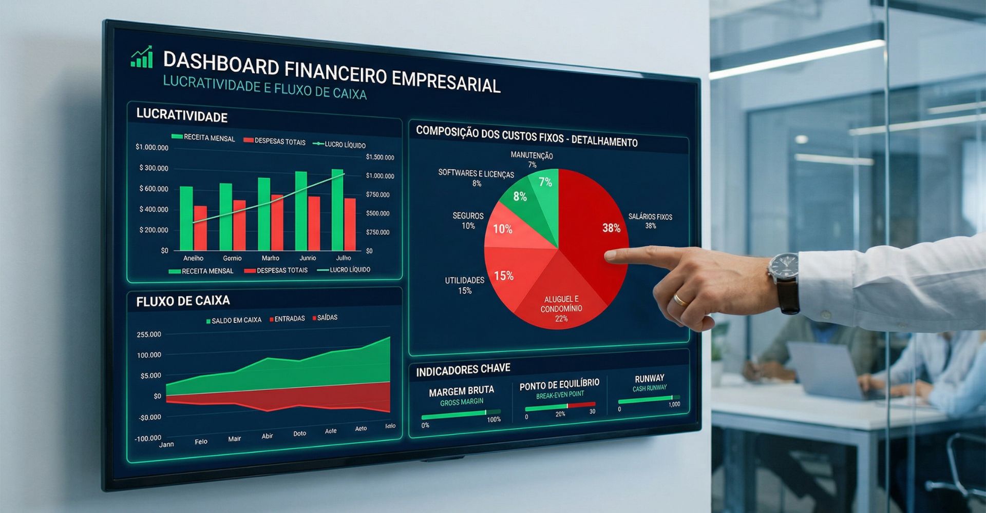 Você está perdendo dinheiro? Entenda por que empresas crescem e não lucram. 3 Controle financeiro empresarial, dashboard de lucratividade, gestão de custos