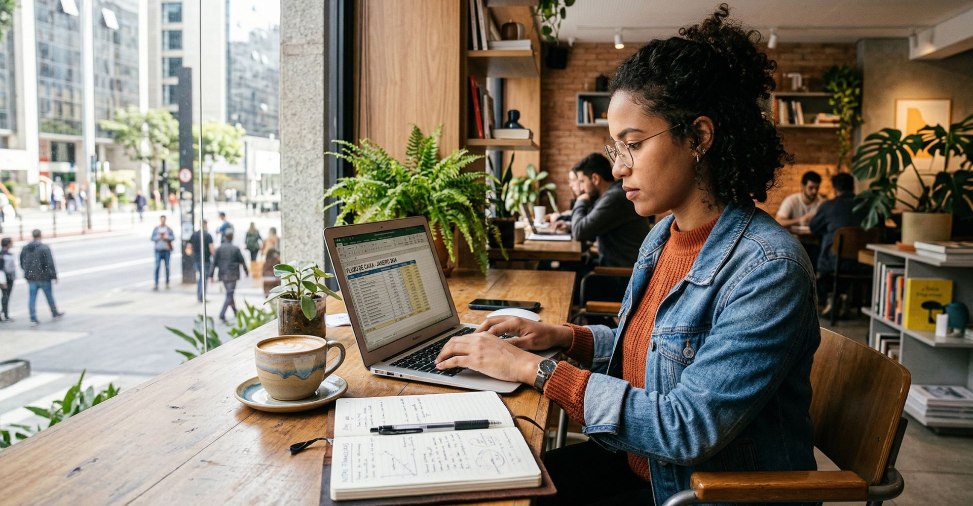 Descubra o Segredo para Organizar Suas Finanças com um Fluxo de Caixa Simples 3 Empreendedor iniciante preenchendo fluxo de caixa em laptop