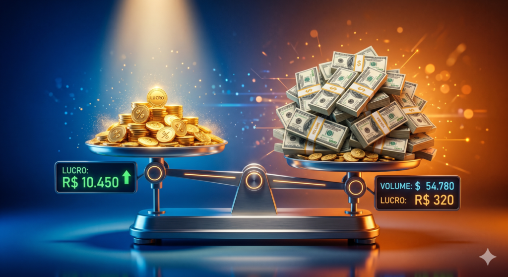 Capa - Balança de lucro e volume ajuste de preço para maior rentabilidade