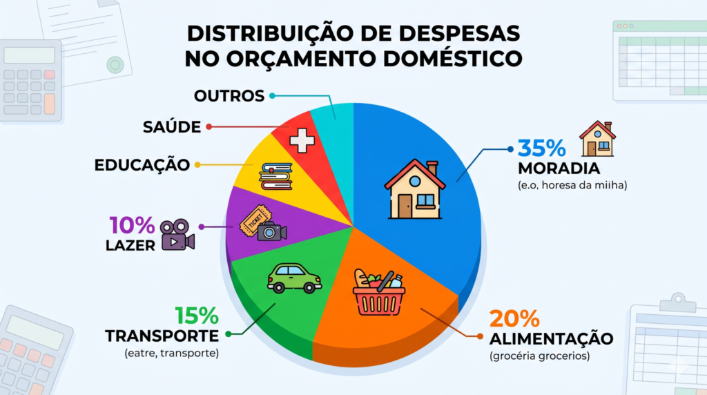 Comece Agora: A Educação Financeira que Você Precisa para Este Trimestre 2 Gráfico de orçamento financeiro mensal, distribuição de gastos, planejamento econômico