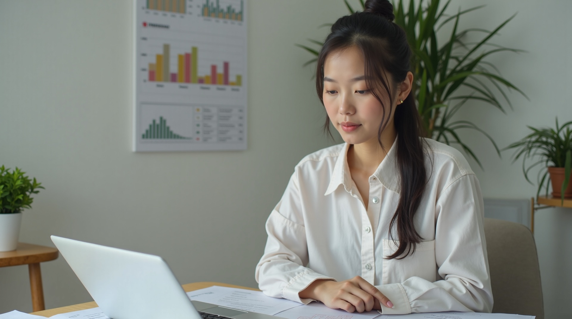 empreendedora analisando gráficos financeiros