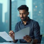 An entrepreneur of mixed ethnicity aged in his 30s is confidently reviewing bu 1778606265