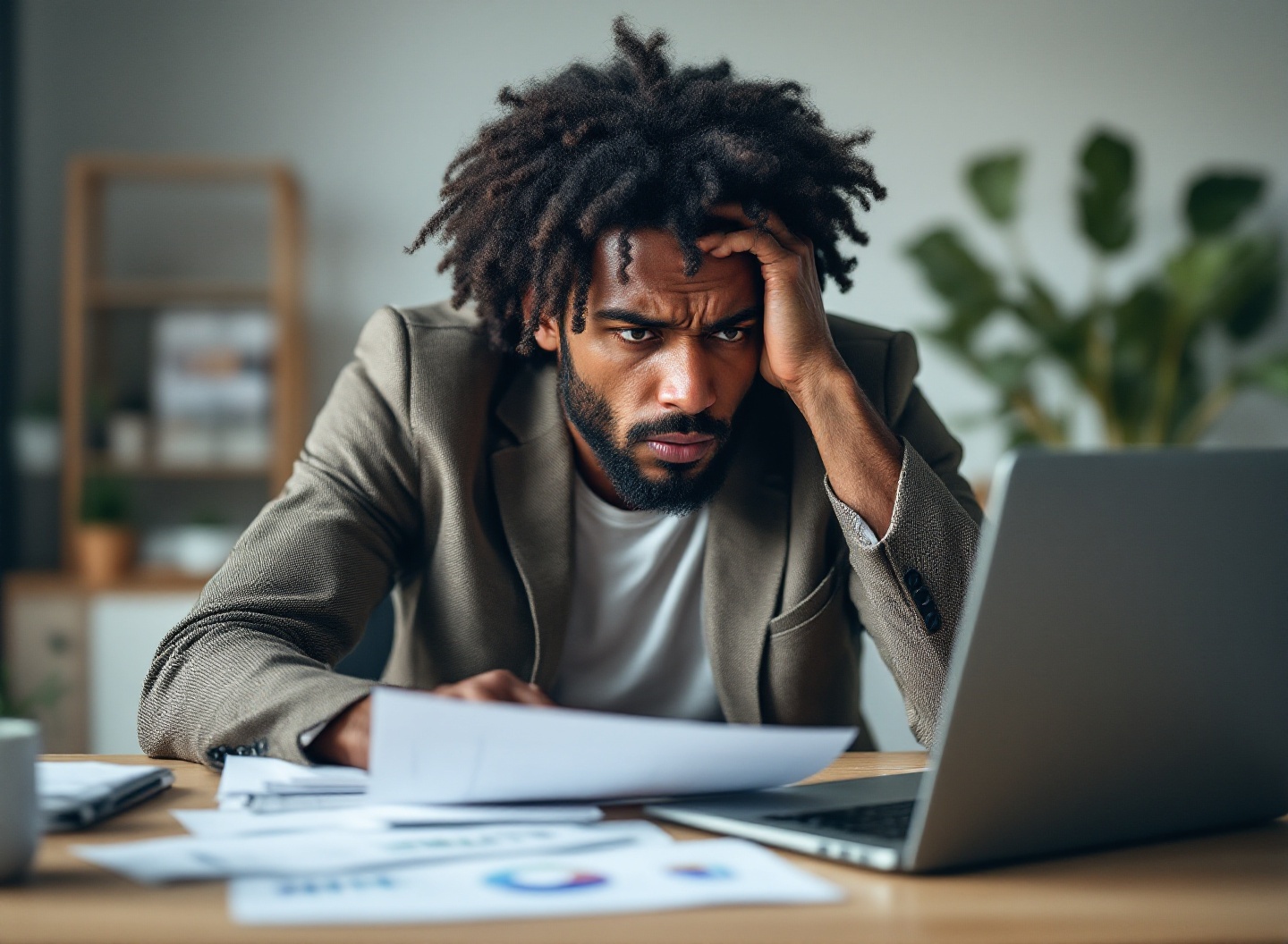 O que impede seu negócio de lucrar mesmo com vendas? 2 Empresário preocupado analisando finanças do negócio
