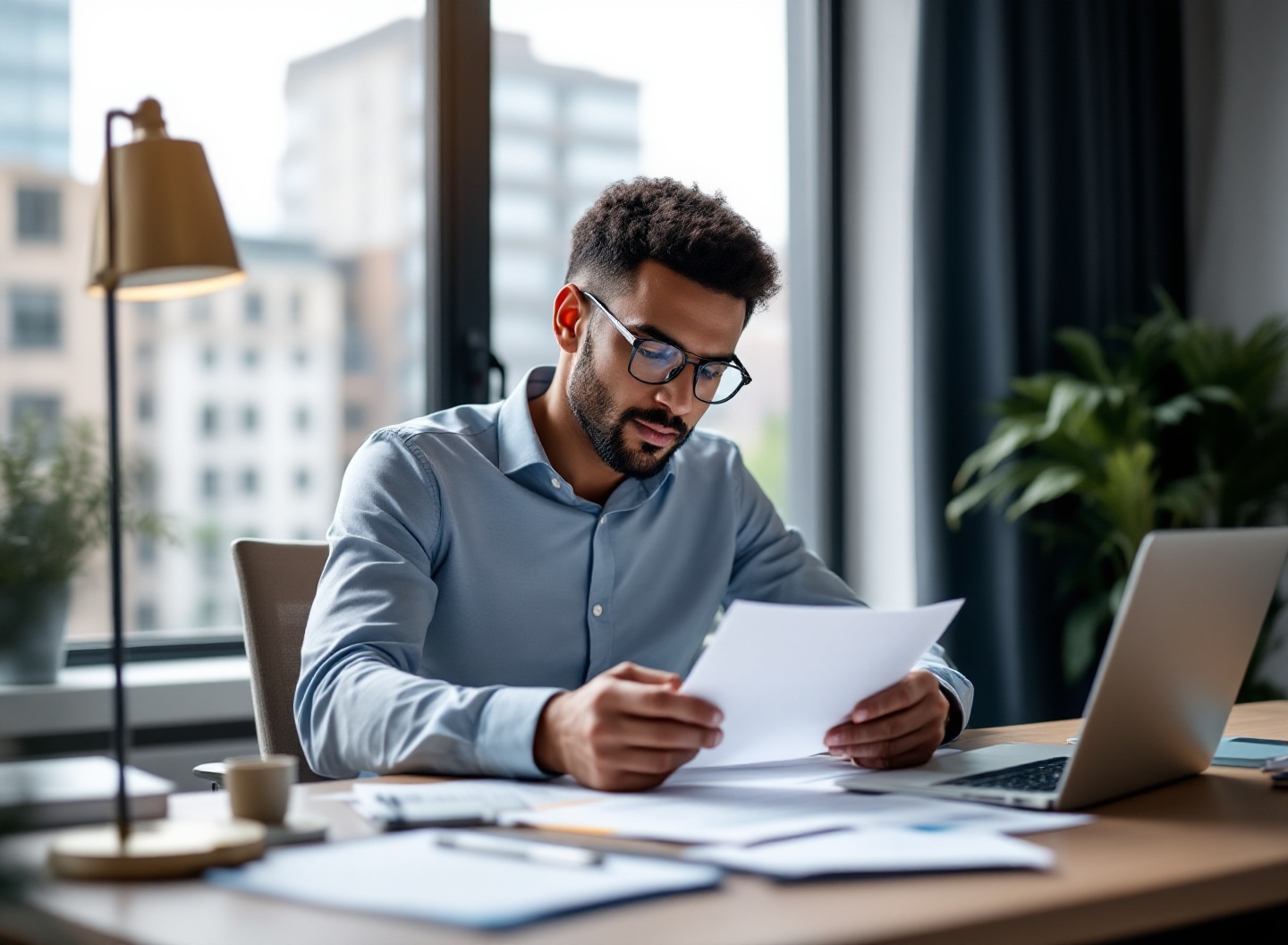 Descubra como os gastos invisíveis estão minando o lucro da sua empresa 2 Empresário analisando documentos financeiros em escritório.