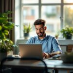 Empreendedor analisando planilha fluxo de caixa Excel em seu notebook de trabalho