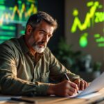 Empreendedor descobrindo como calcular capital de giro e resolver problema de caixa vazio em escritório moderno