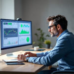 Empresário analisando relatórios financeiros em sistema de gestão financeira para empresas