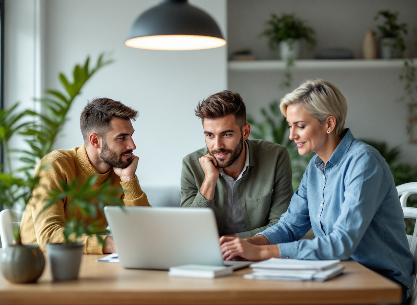 Efeito Automação: como um bom software de gestão financeira reduz erros e recupera horas perdidas em planilhas 4 Equipe de pequena empresa analisando dados financeiros em tempo real usando sistema para gestão financeira integrado