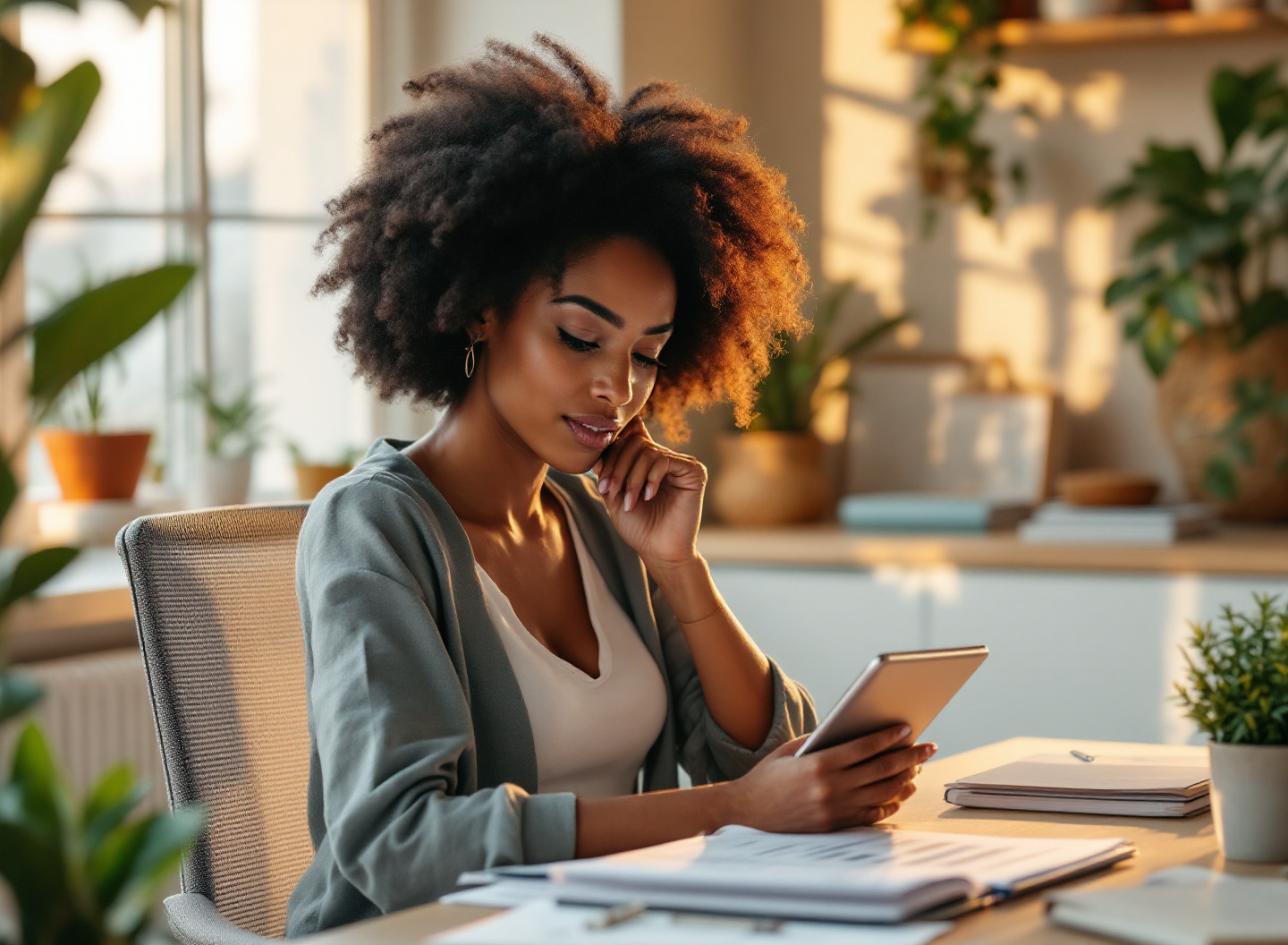 Faturamento não é Lucro: Como Fazer uma DRE Real para seu MEI e Não Quebrar o Caixa 2 Empreendedora analisando DRE e controle financeiro MEI em home office com luz natural