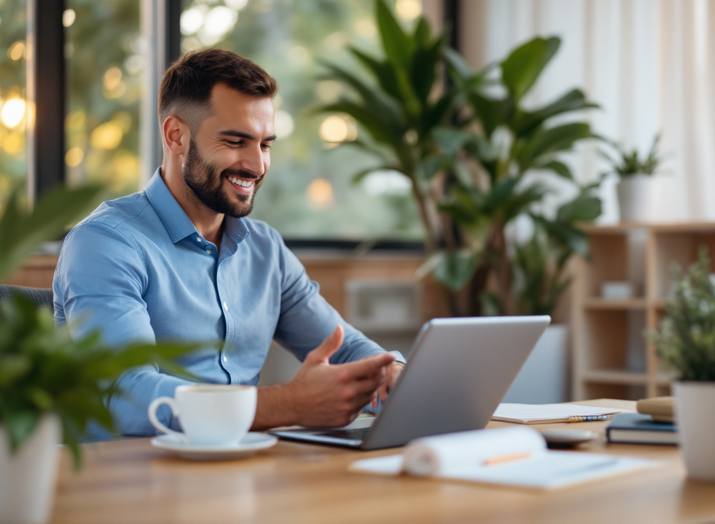 Empreendedor analisando gráfico de payback e retorno de investimento em tablet, ambiente corporativo moderno com iluminação natural