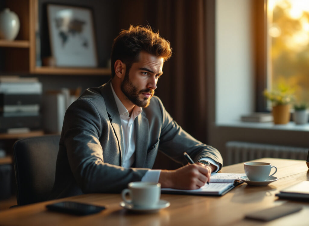 empresário analisando documentos financeiros e capital de giro da empresa