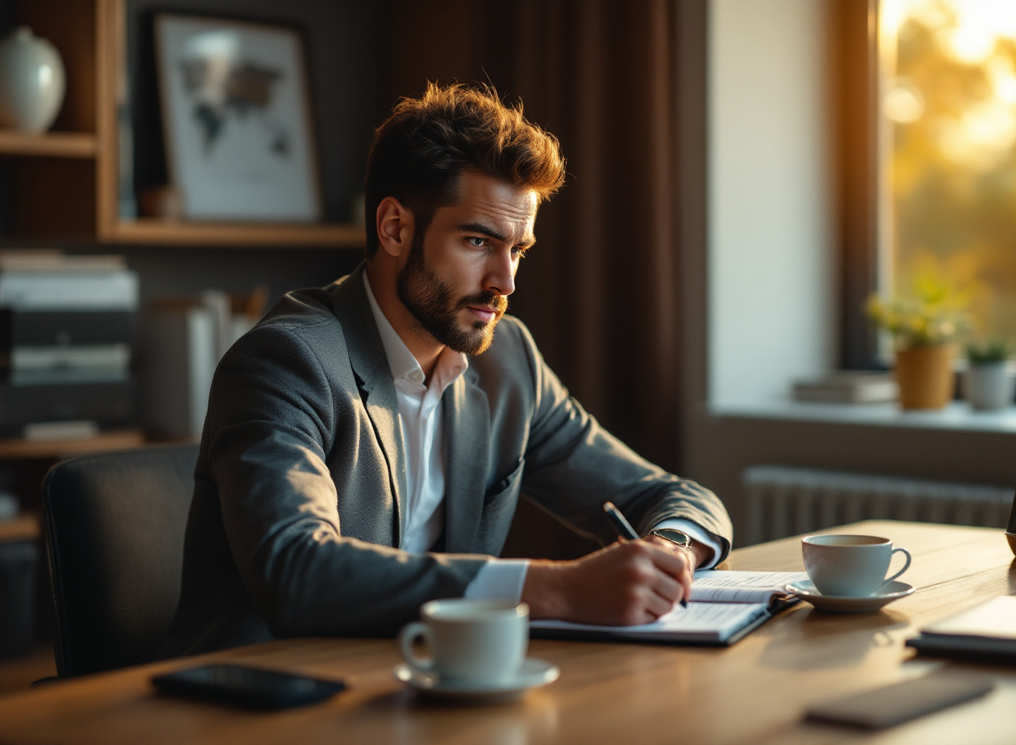 Faturamento Crescendo, Mas o Caixa Vazio? Descubra Como o Crédito de Capital de Giro Resolve Isto Agora 1 empresário analisando documentos financeiros e capital de giro da empresa