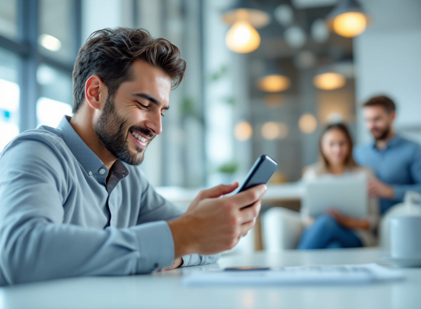 Profissionais usando controle financeiro pelo WhatsApp em diferentes contextos e ambientes de trabalho