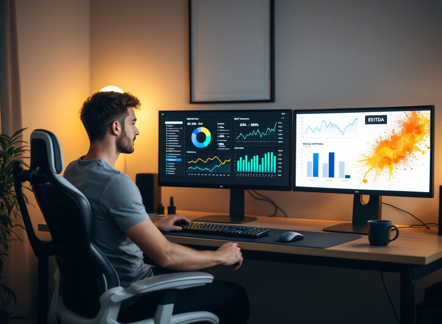 Analista calculando EBITDA significado e indicador EBITDA em dashboard financeiro
