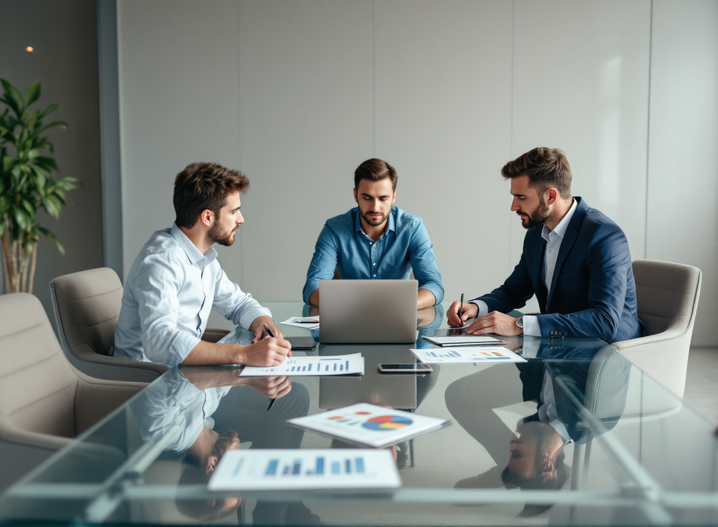equipe de gestores analisando projetos de investimento com payback descontado em reunião corporativa