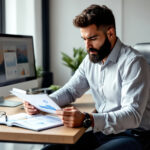 Empreendedor analisando dados de investimento e payback em relatório financeiro