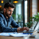 Empreendedor analisando demonstração de resultado e saúde financeira da empresa em planilha