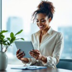 executiva de finanças com visibilidade de fluxo de caixa em tempo real através de sistema de gestão financeira empresarial estruturado