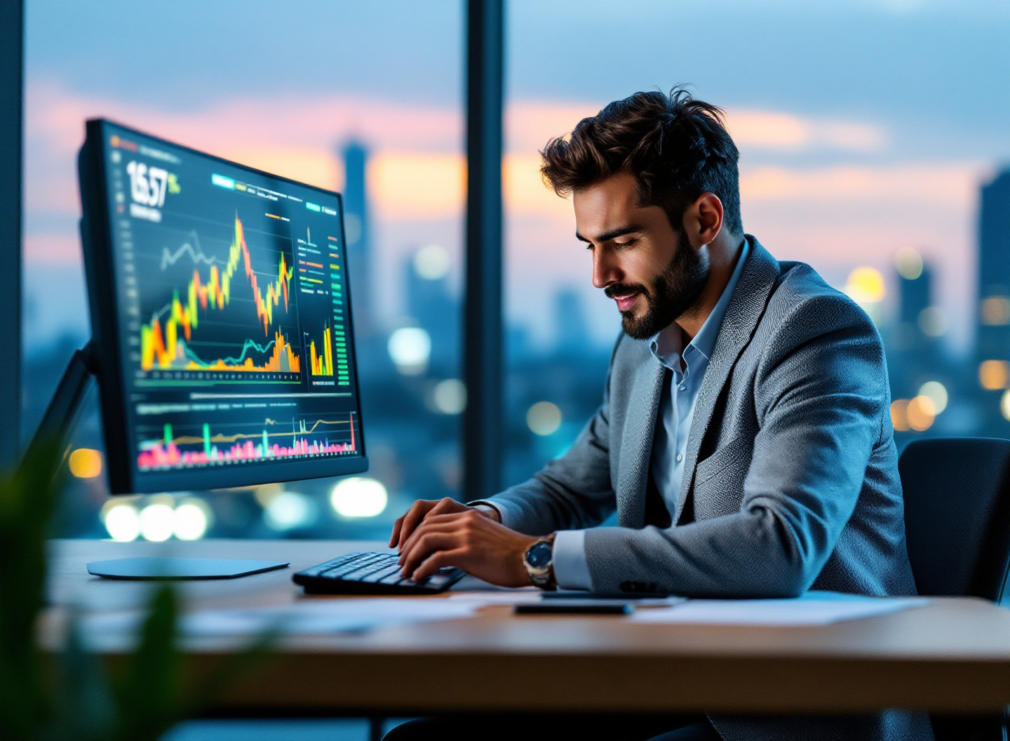 gestor financeiro analisando dados de fluxo de caixa em sistema de gestão financeira empresarial