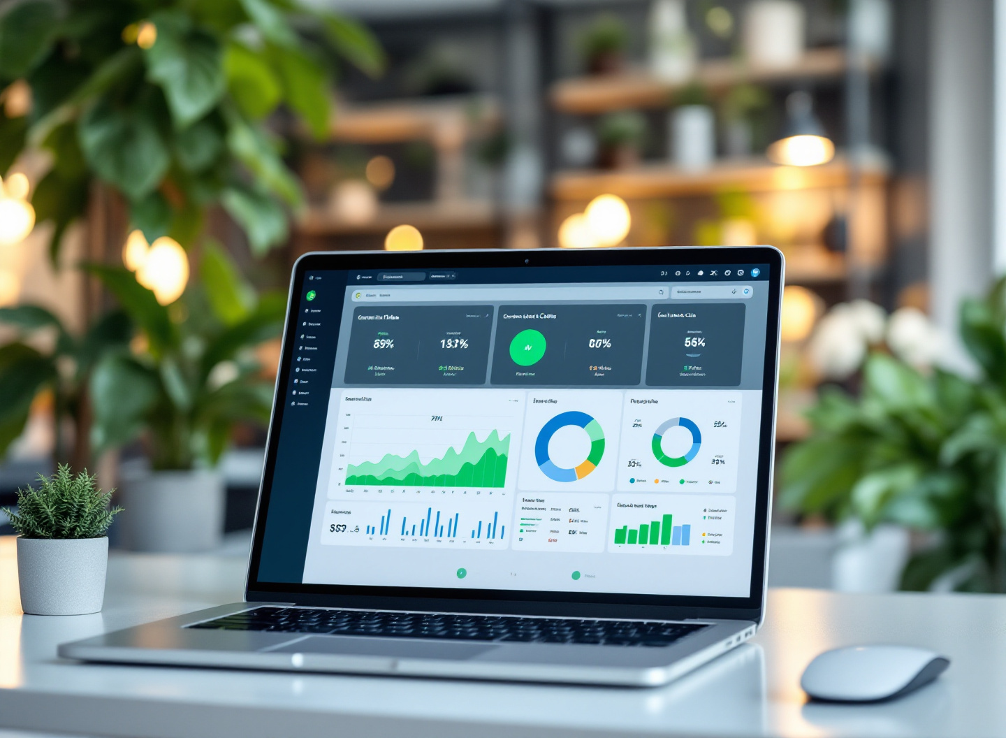 Dashboard de sistema financeiro empresarial mostrando métricas de contas a pagar, contas a receber e fluxo de caixa previsível
