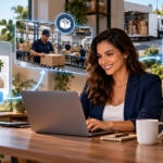 Empreendedora gerenciando uma loja online com envio direto do fornecedor ao cliente