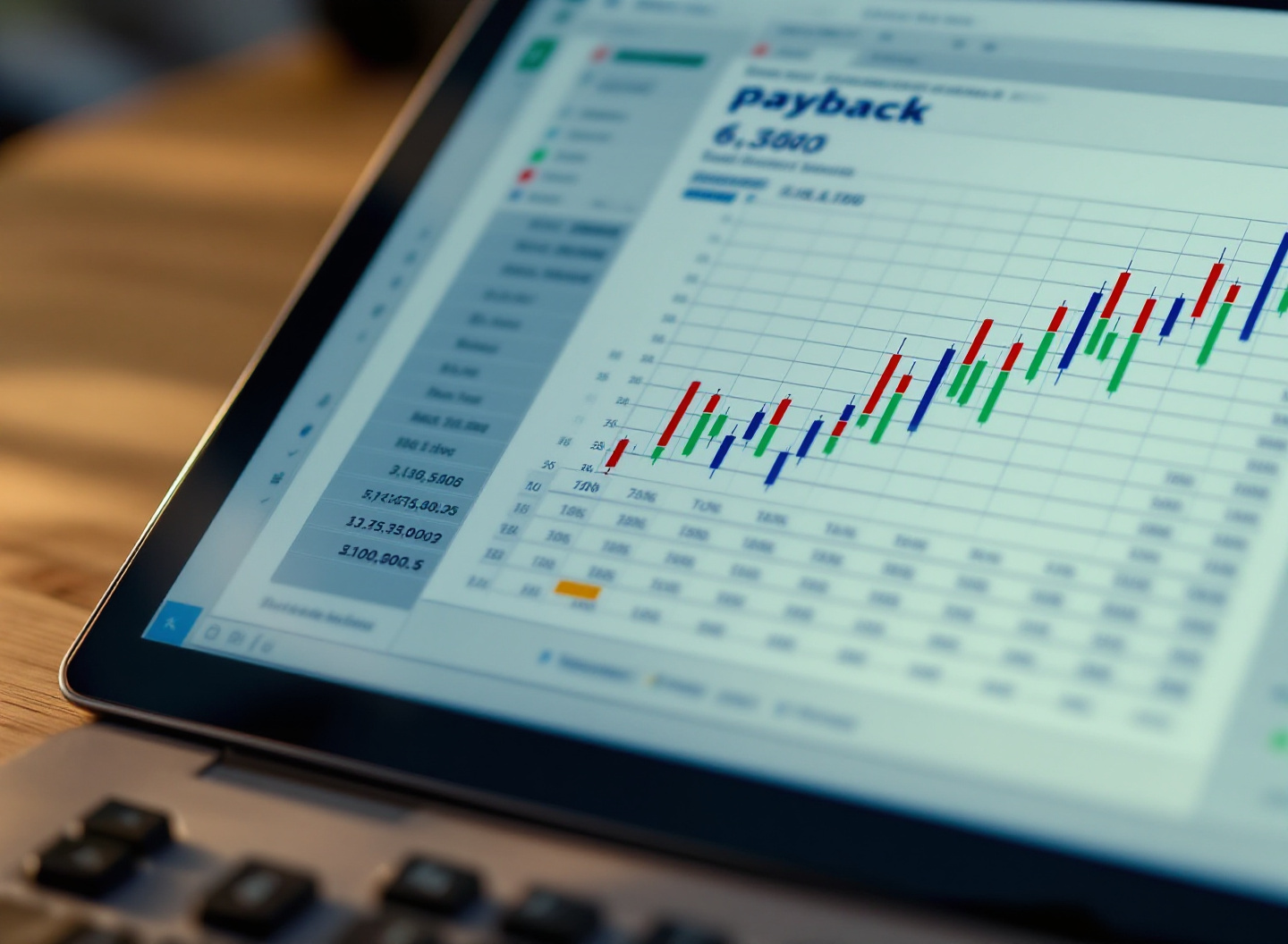 Planilha Excel com cálculo de payback destacando período de retorno do investimento