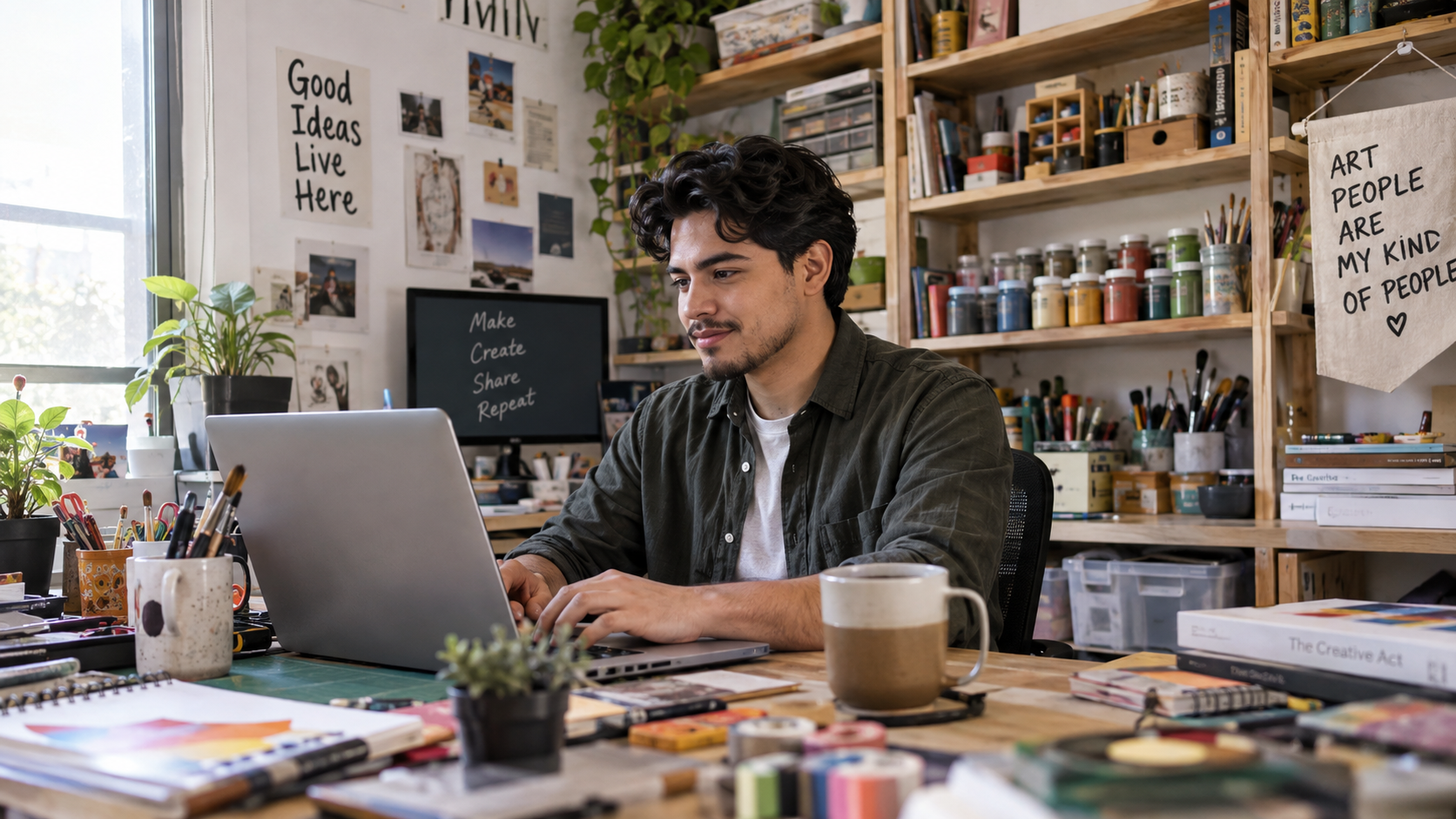 Descubra como é possível empreender sem dinheiro agora mesmo 4 Jovem artesão trabalhando em casa.