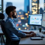 Analista financeiro calculando valor presente líquido em planilha Excel com concentração profissional